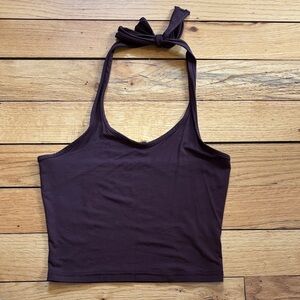 SHEIN Dark Brown Halter Crop Top